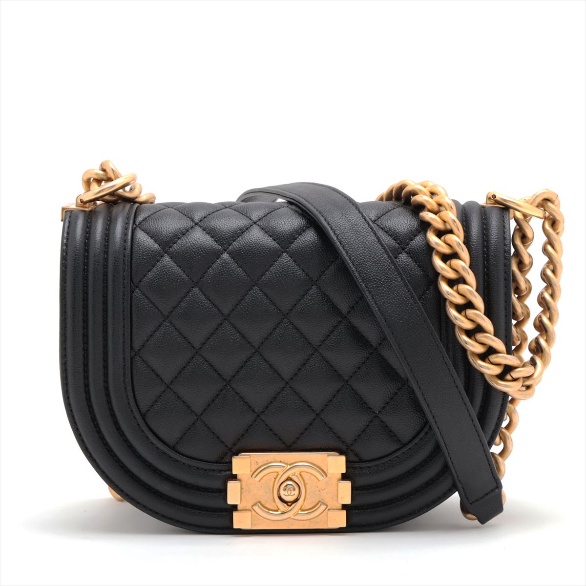Chanel Boy Chanel Caviar S Chain Shoulder Bag Black G