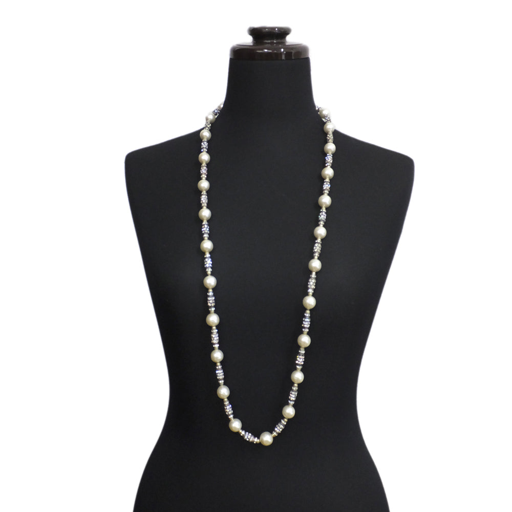 【Chanel】Chanel necklace 93cm  Pearl Rhinestone G Silver Gold   Accessories Small  Fake Quality Wood