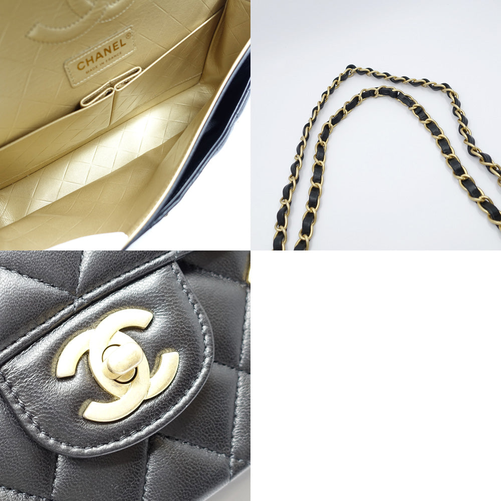 Chanel Matrasse Icon Charm  Double Flap Double Chain Bag Black G