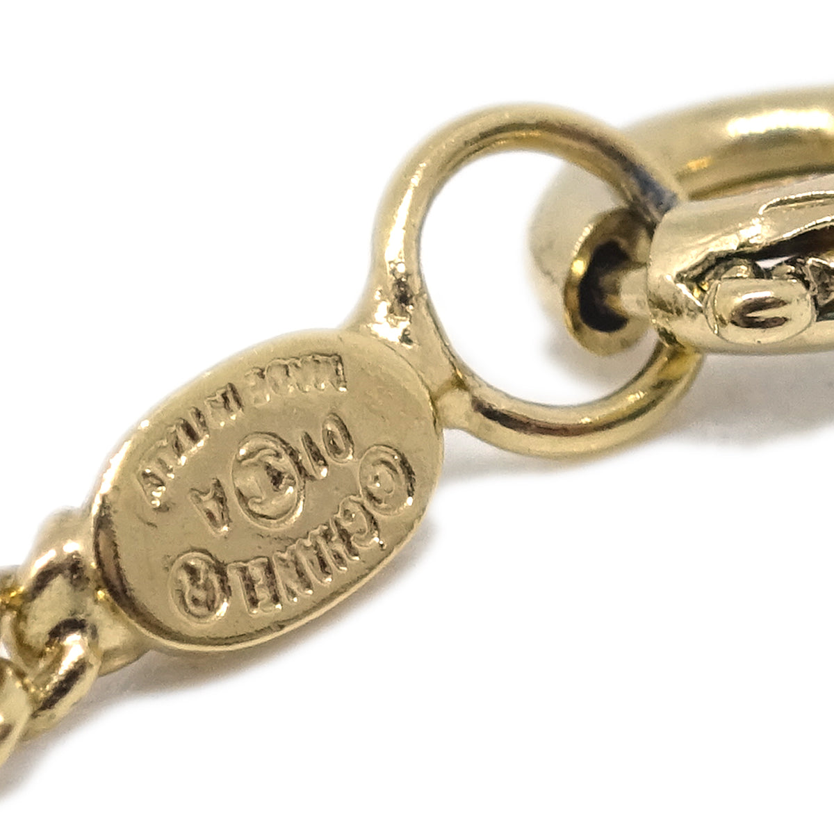Chanel COCO Chain Pendant Necklace Rhinestone Gold 01A