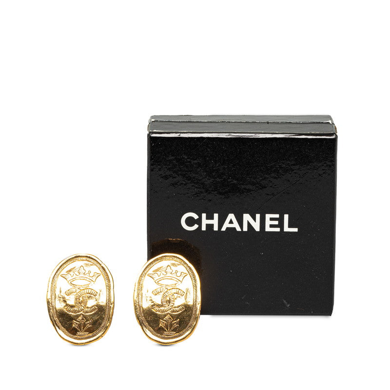 Chanel Logo Crown Coco Mark Earrings G Plated  Chanel