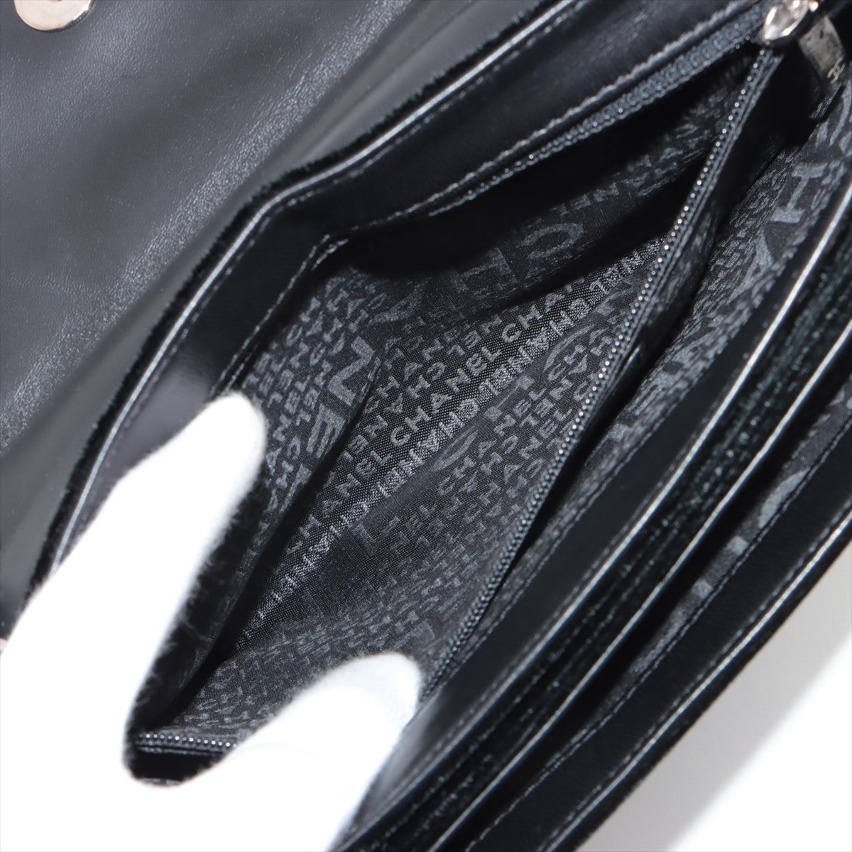 Chanel Camelia Belbet X Leather Chain Shoulder Bag Black Silver G