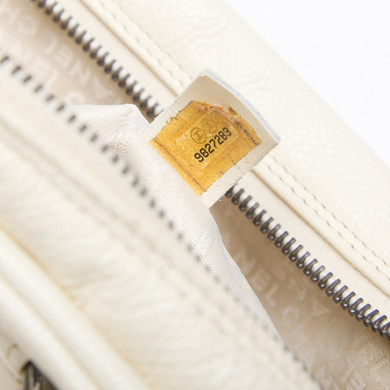CHANEL Chocolate Bar Mini Boston Bag Handbag Caviar S White (Silver G)  Handbag Ladies Handbag Ladies Online