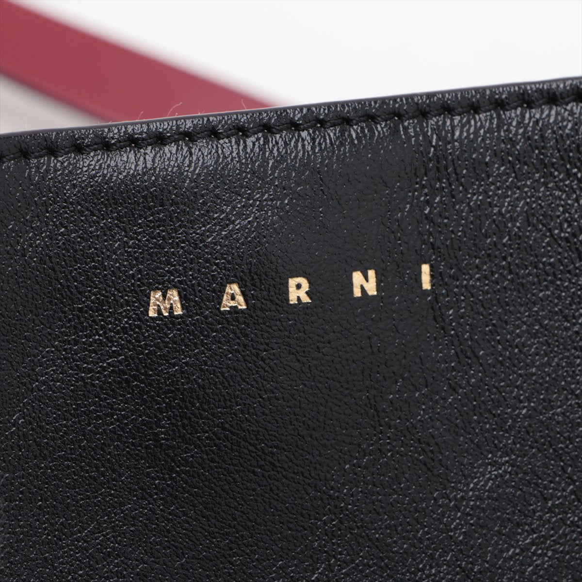 Marni Leather Shoulder Bag Bordeaux  Black
