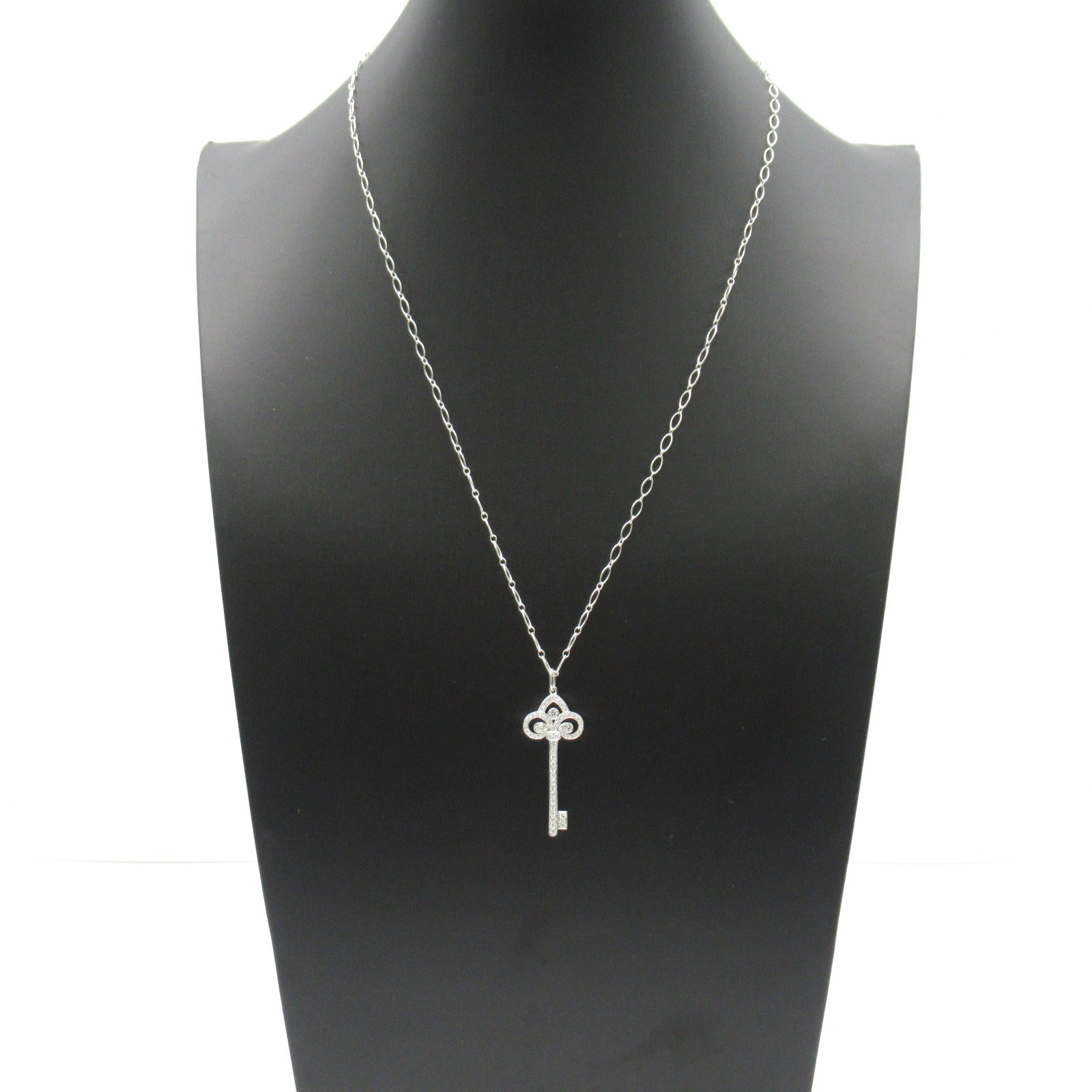 TIFFANY&amp;CO Full Dress Key Diamond Necklace Necklace Jewelry Pt950 Platinum K18WG (White G) Diamond  Clearance