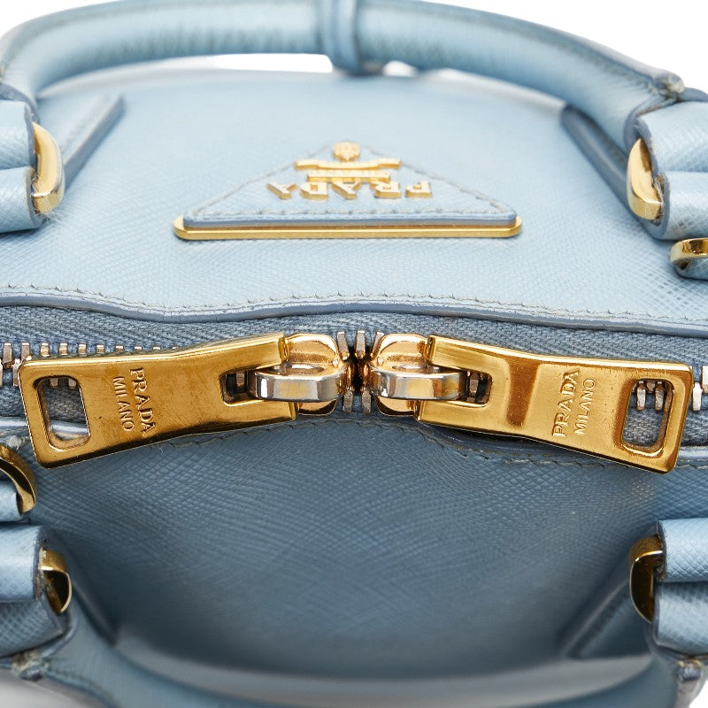 Prada Saffiano Triangle Logo  Handbag Shoulder Bag 2WAY BL0838 Light Blue Leather  Prada