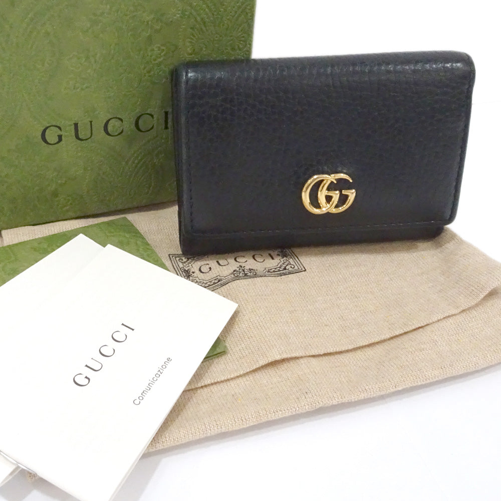 Gucci GG Marmont Medium Wallet 644407 Three Fold Wallet Leather Black Wallet Small
