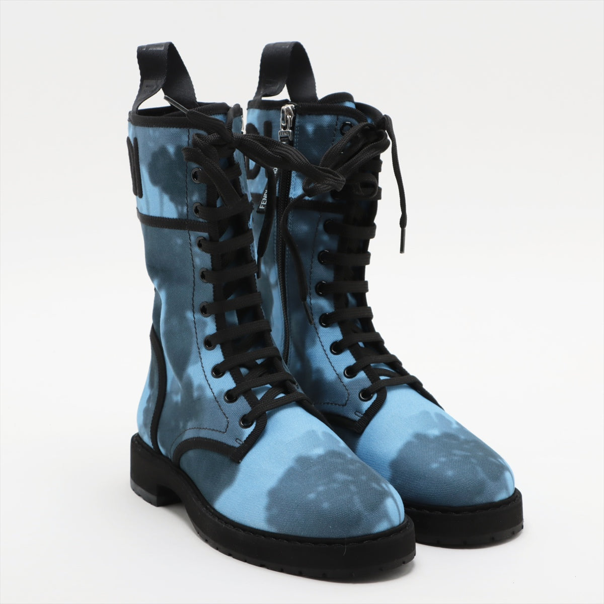 Fendi Linen Boots 37 1/2  Blue Box