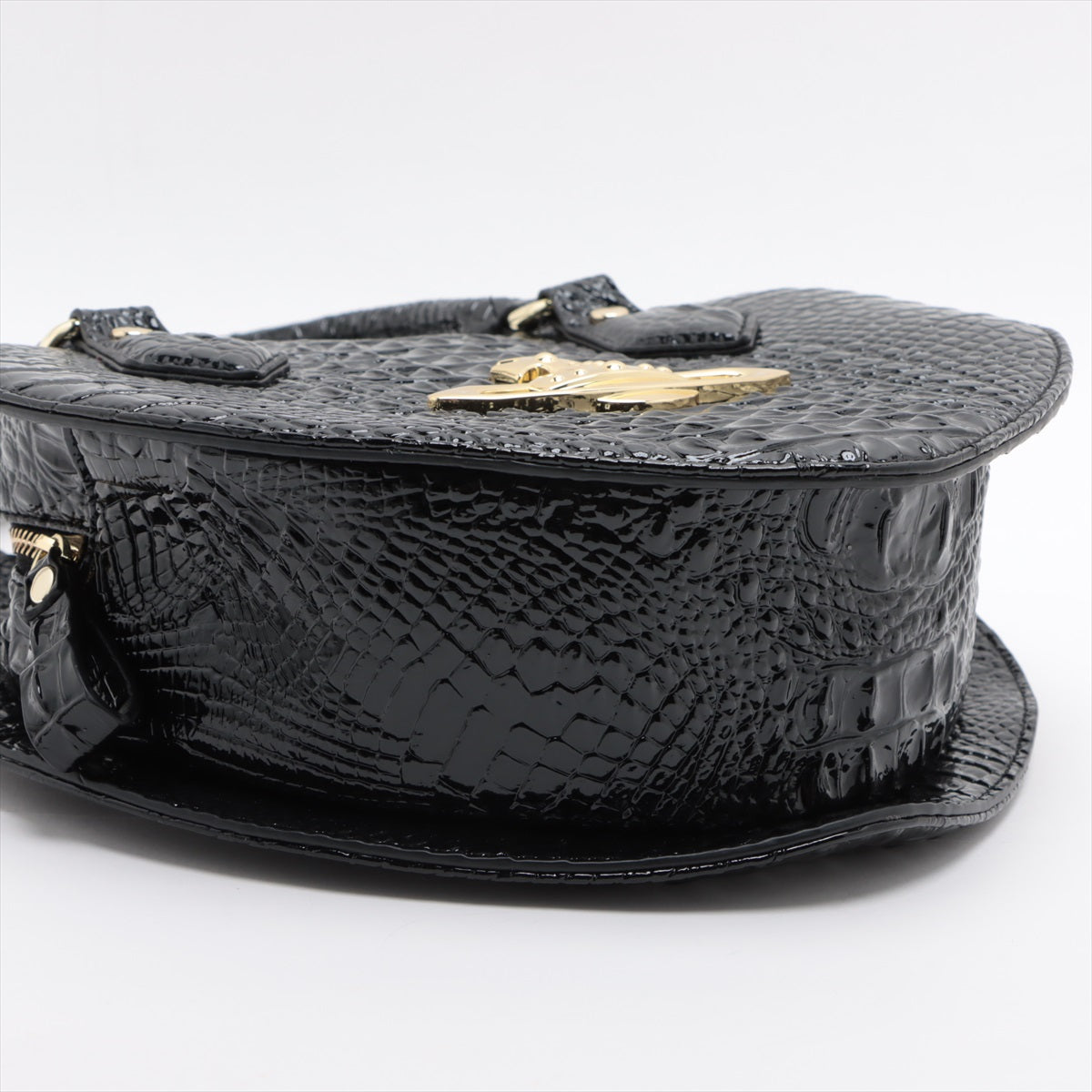 Vivian Westwood Crocodile Press 2WAY Handbag Black