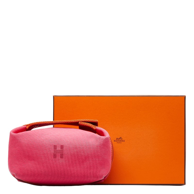 Hermes Bride A Black PM Handbag Portefolio Hibiscus Pink Orange Canvas  Hermes