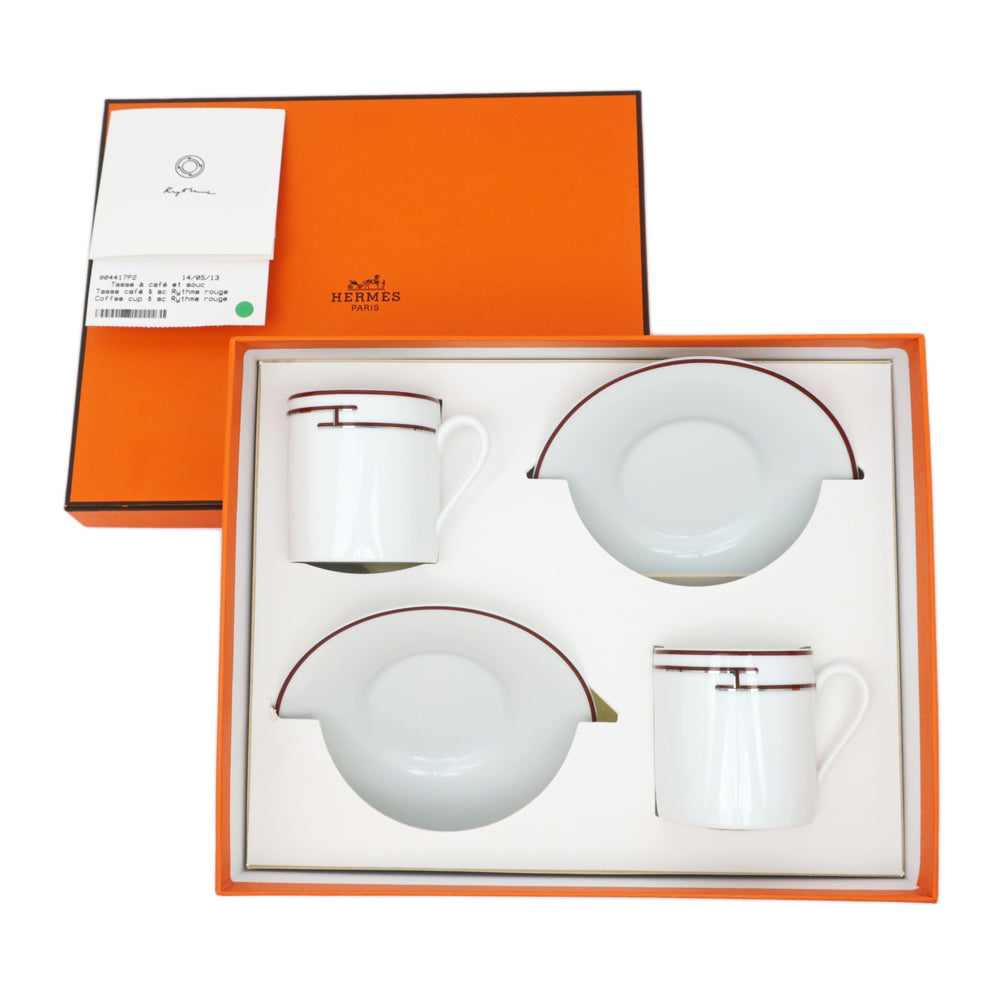 Hermes Rhythm Cup Dryer 2 guest sets white dark red silver ceramics and other items