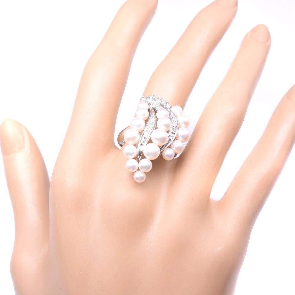 Pearl Diamond 17th Ring Ring Pt900 Platinum Pearl  9.8g Pearl Diamond   Ring Ring Pt900 Pearl Diamond Ladies  Ring Ring