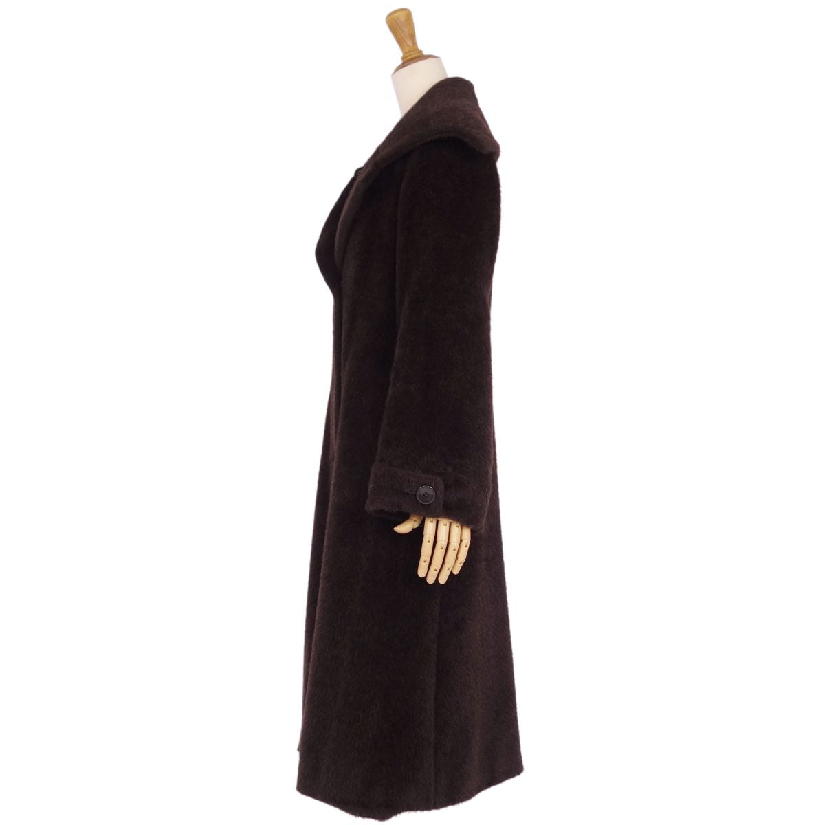 Max Mara Long Coat Alpacca Wool Out  JI36 USA2 FB34 (Equivalent to S) Dark Brown