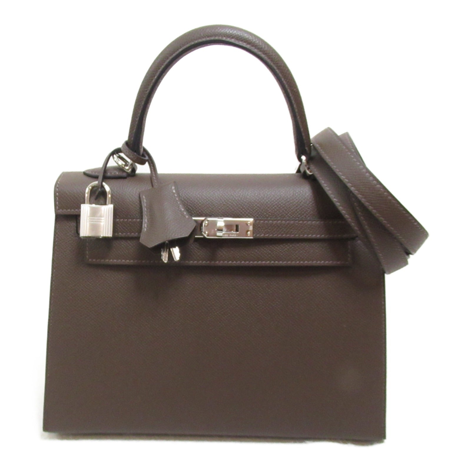 Hermes Kelly 25 Ecolise Handbag Outdoor Sewing Handbag Leather Handbag Epsom  Brown