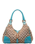 Gucci GG Canvas New Jersey Handbag 124407 Beige Light Blue Canvas Leather  Gucci