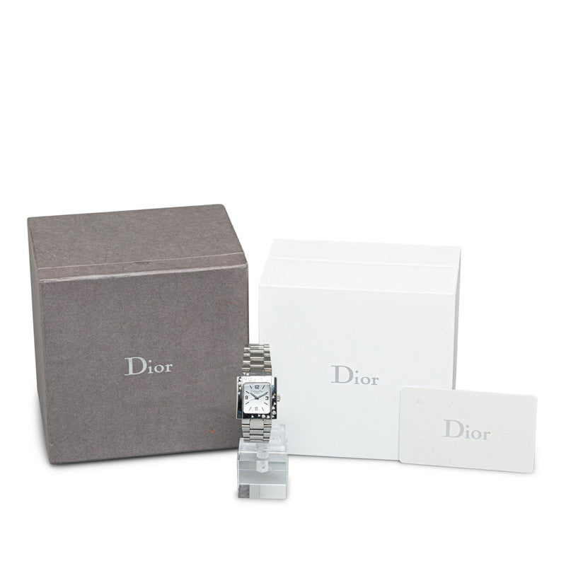 Dior Riva 21P Diamond Beezel  D98-1014 Quartz White Signboard Stainless  Dior