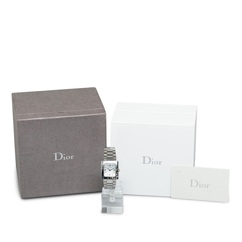 Dior Riva 21P Diamond Beezel  D98-1014 Quartz White Dial Stainless  Dior