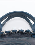 Chanel Deauville GM Leather Chaintot Bag Blue Silver Gold