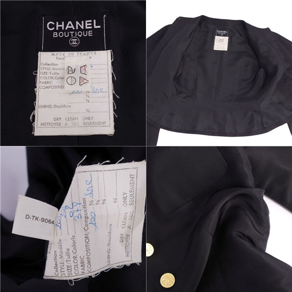 Vint Chanel CHANEL  Shoe Suit Coin Button Silk Jacket Shoe  Made in France 36 (Equivalent to S) Black Equivalent to S BODEST