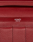 Hermes sfra Long Wallet Three Fold Wallet Rouge Red Leather  Hermes