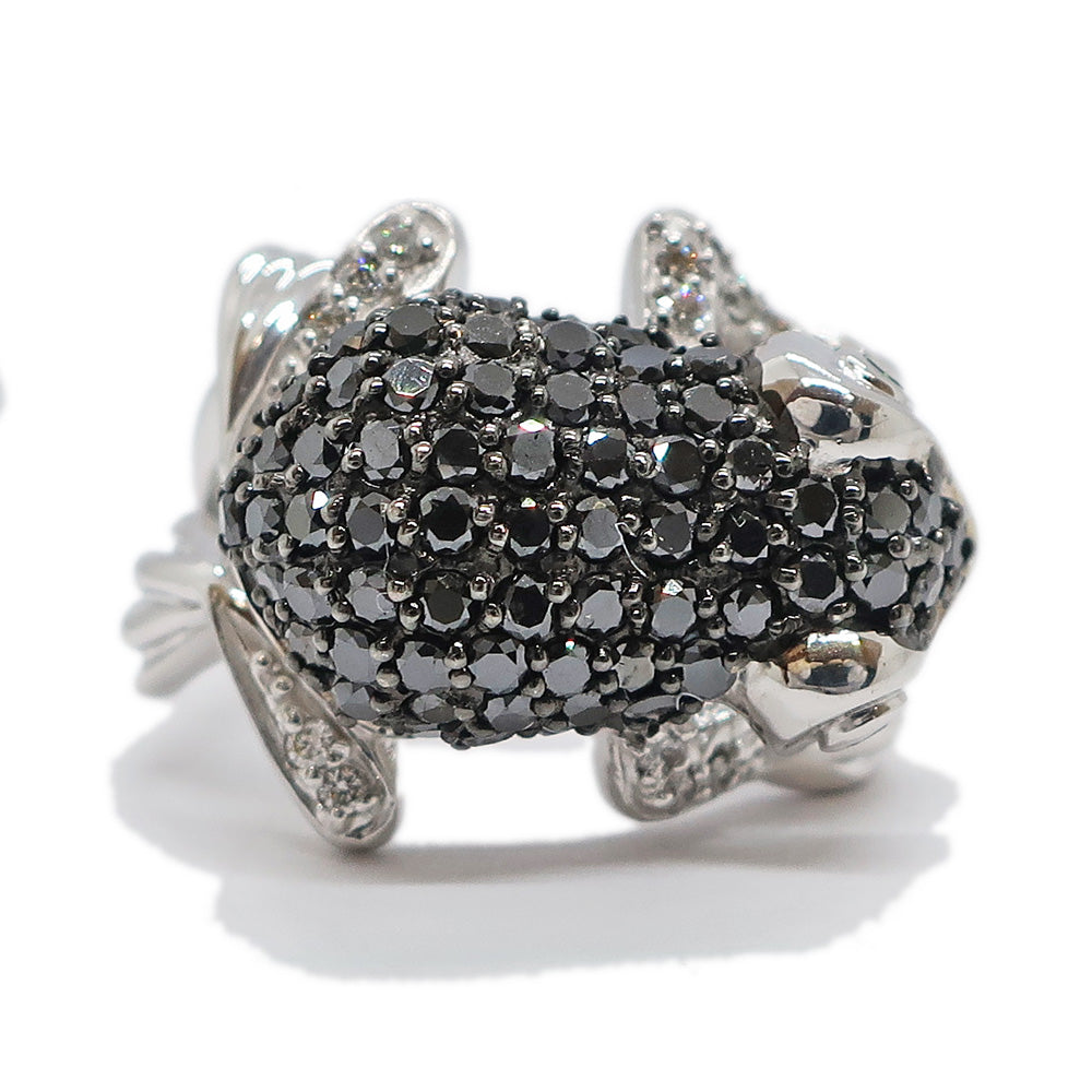 K18WG Black Diamond 1.45ct Frog Ring 