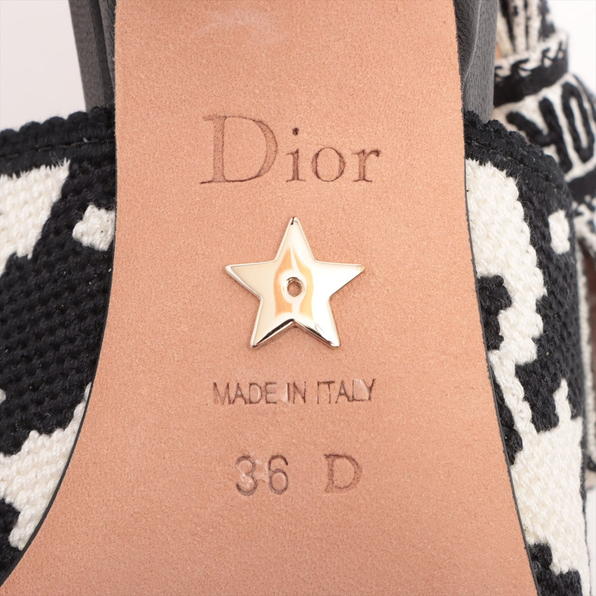 Christian Dior J&#39;ADIOR Leather x Fabric Pump 36  Black x White MD0321 Slingback