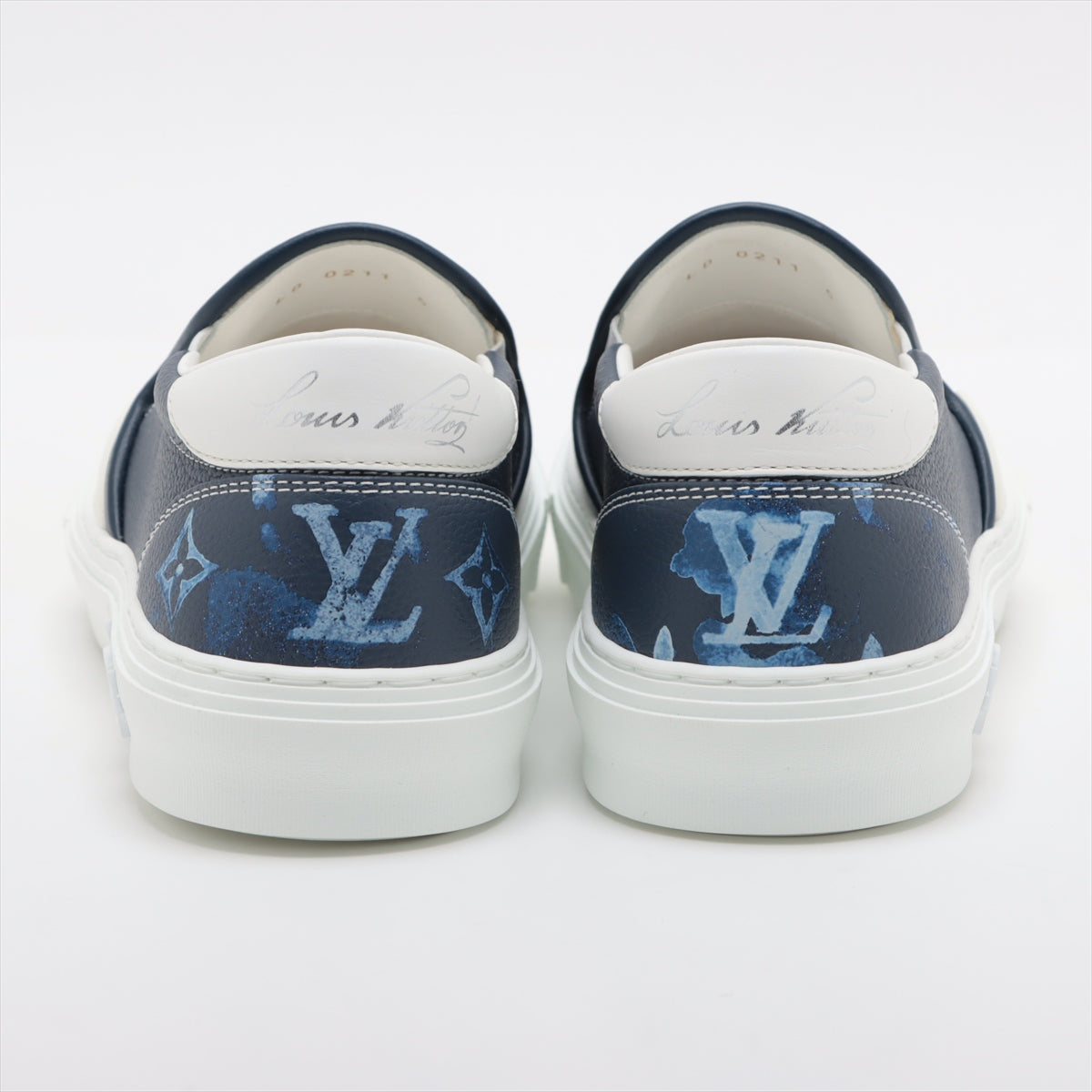 Louis Vuitton LV Original Line 21 Year PVC  Leather Slippon 5  Navyx × White LD0211 Monogram Insole Marked Family Selling Goods