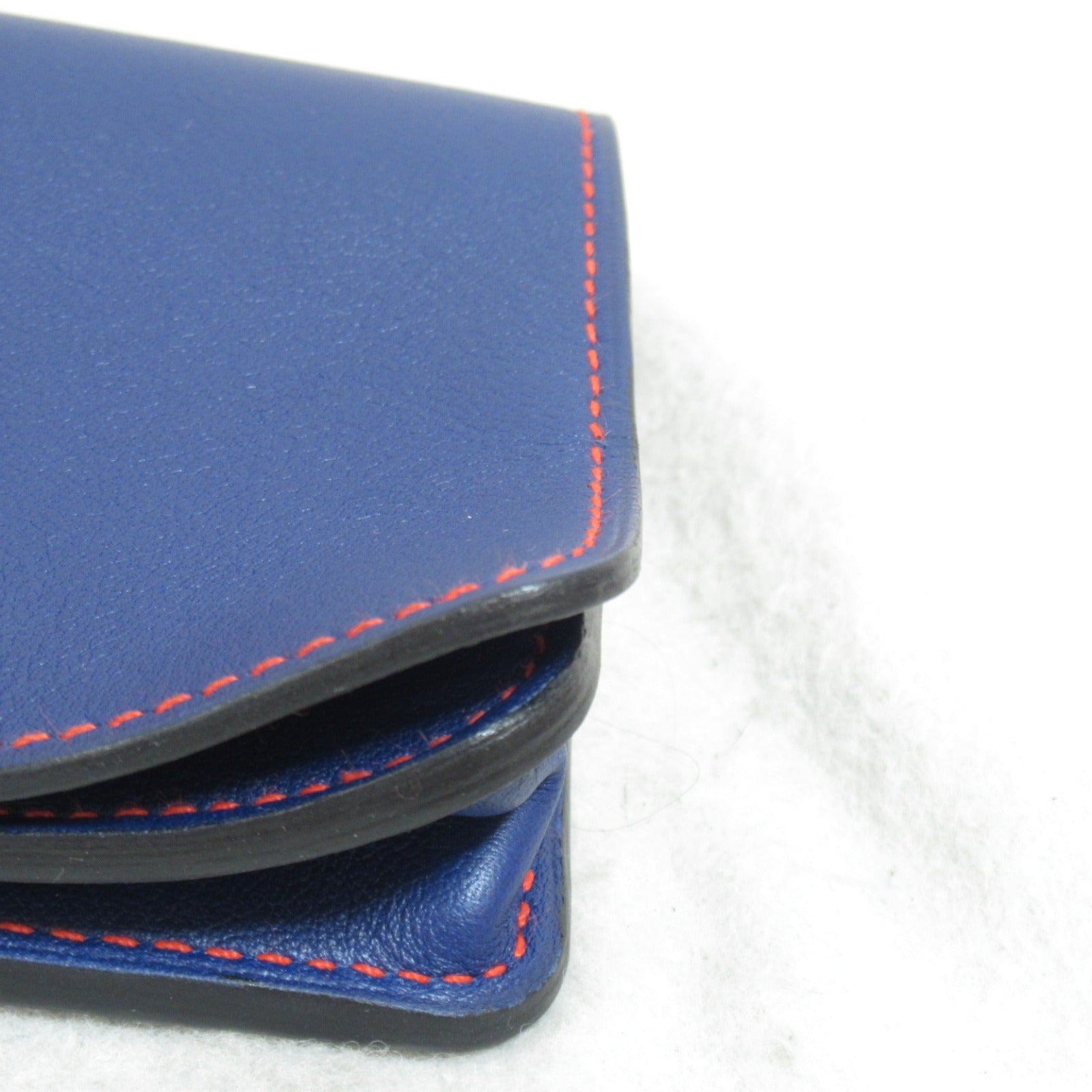 Hermes  Compact Twin Fold Wallet Twin Folded Wallet Leather Workout   Blue