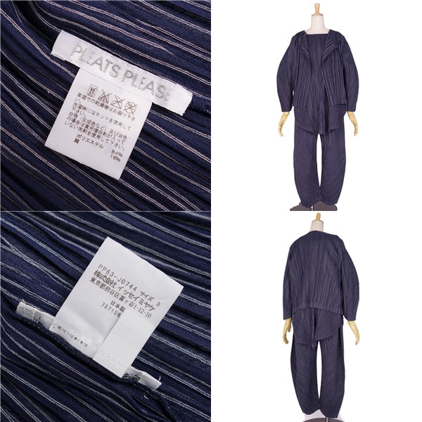 Issey Miyake Pleated 3pcs setup 3pcs cardigan blues pants prets ladies 3 (L equivalent) naive - NIKE 仙台