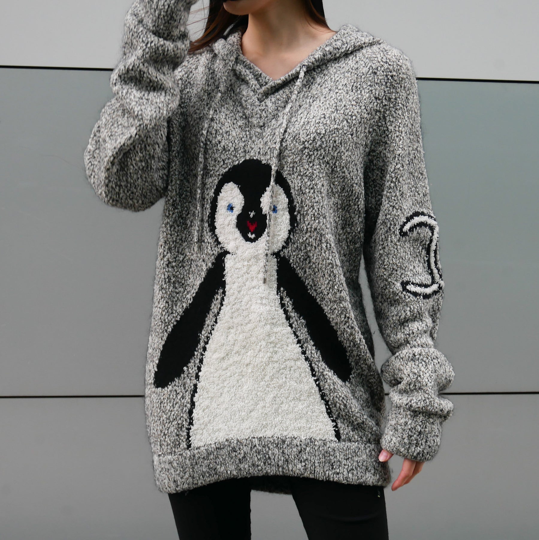 CHANEL 2007 penguin knitted drawstring hoodie