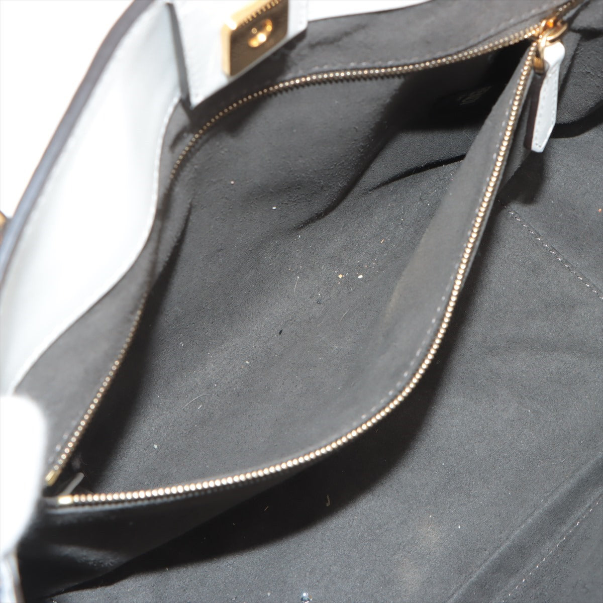 Fendi FF Tote Small Leather 2WAY Handbag White 8BH367