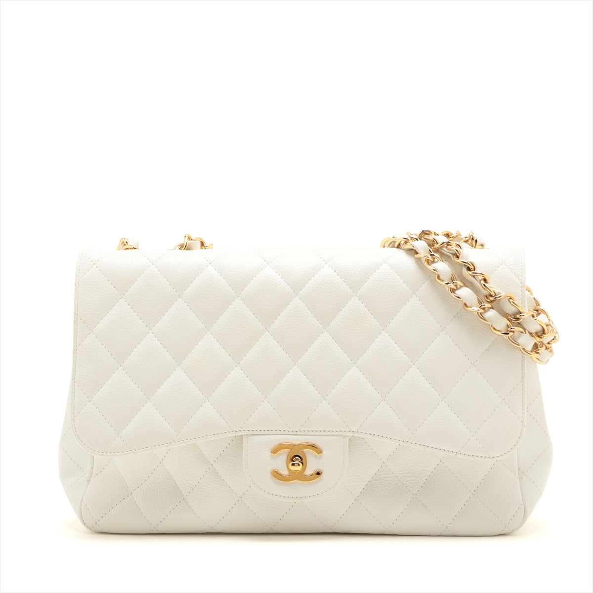 CHANEL DECAMATRASE Caviar S Single Flap Double Chain Bag White Gold  11th