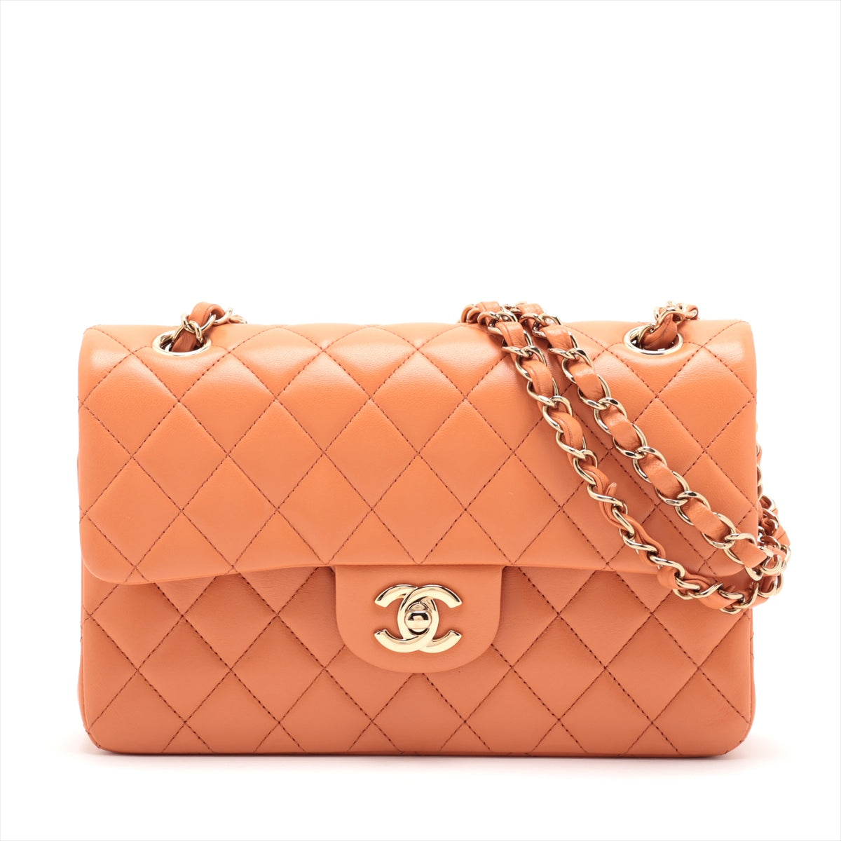 Chanel Matrasse 23 Small  Double Flap Double Chain Bag Orange G  A01113