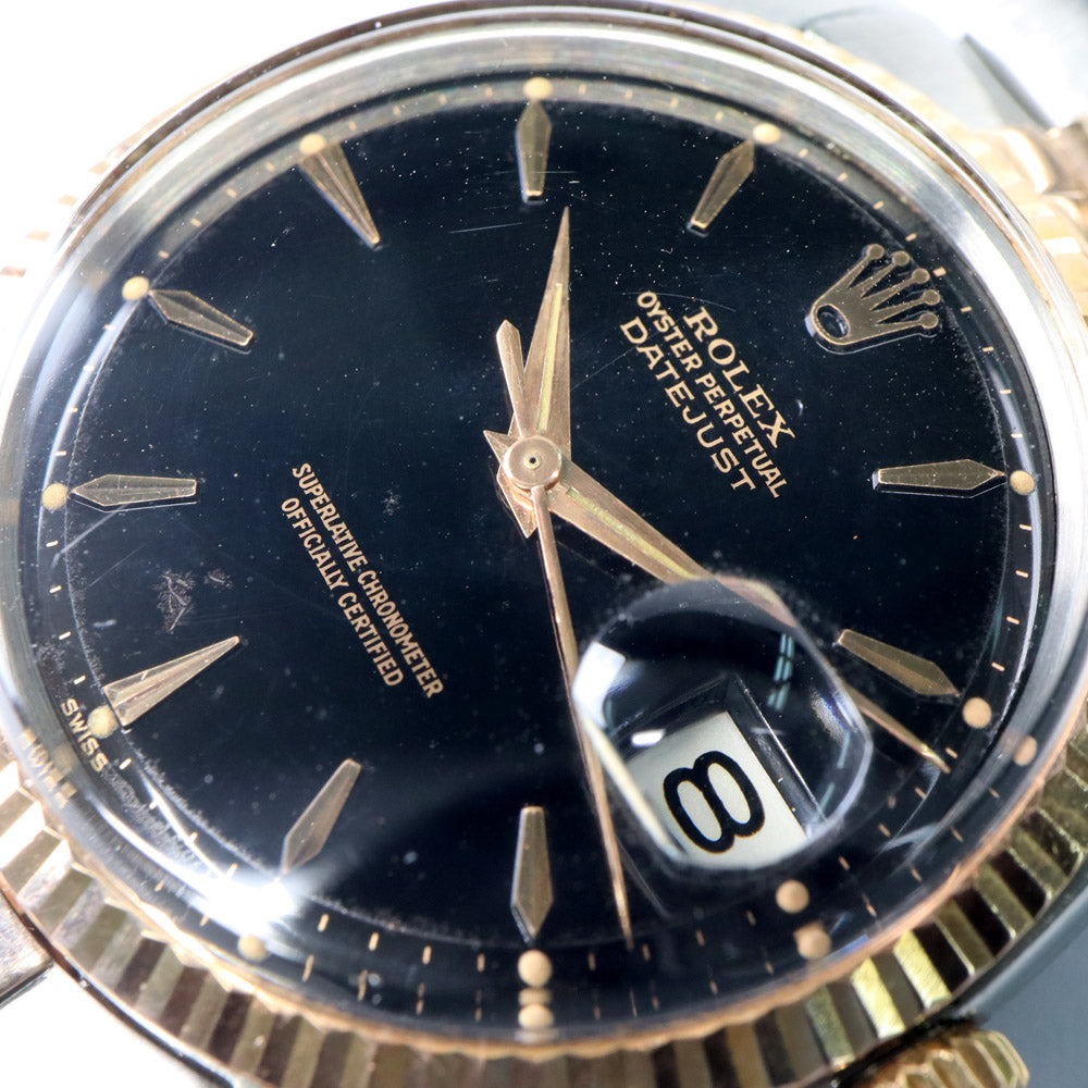 Rolex Datejust 1601 SS PG Black Mirror Dial 8th 60th Century Automatic Volume  Watch Vintage Mens Weda