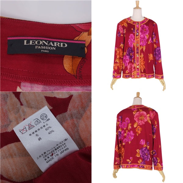 LEONARD FASHION CARDIGAN Nitted WOOL SILK TOPS LADY LL RED