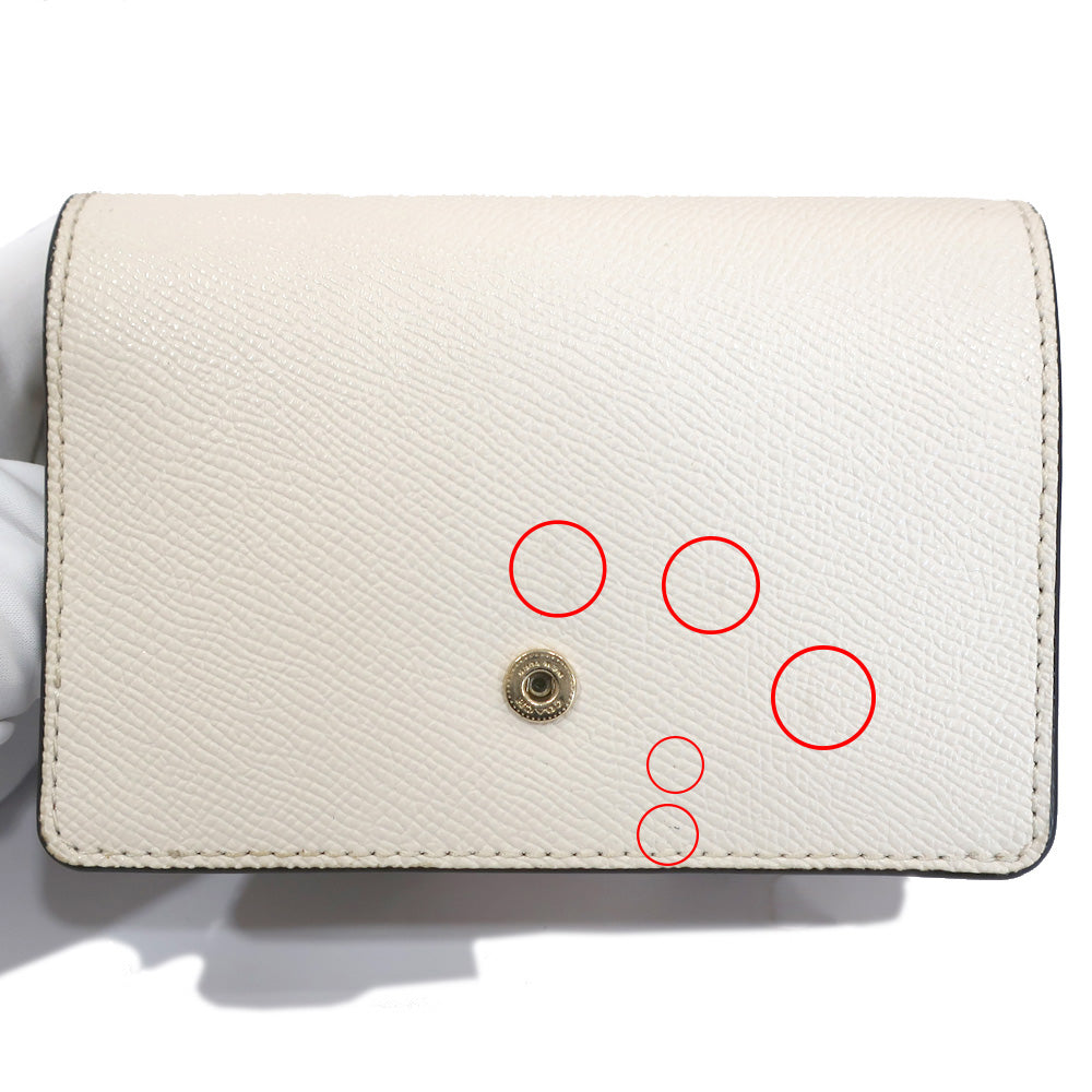 Coach Double Fold Wallet L2030 6390 White Brown Gold  Snap Button Wallet Mini  Women's Body Only