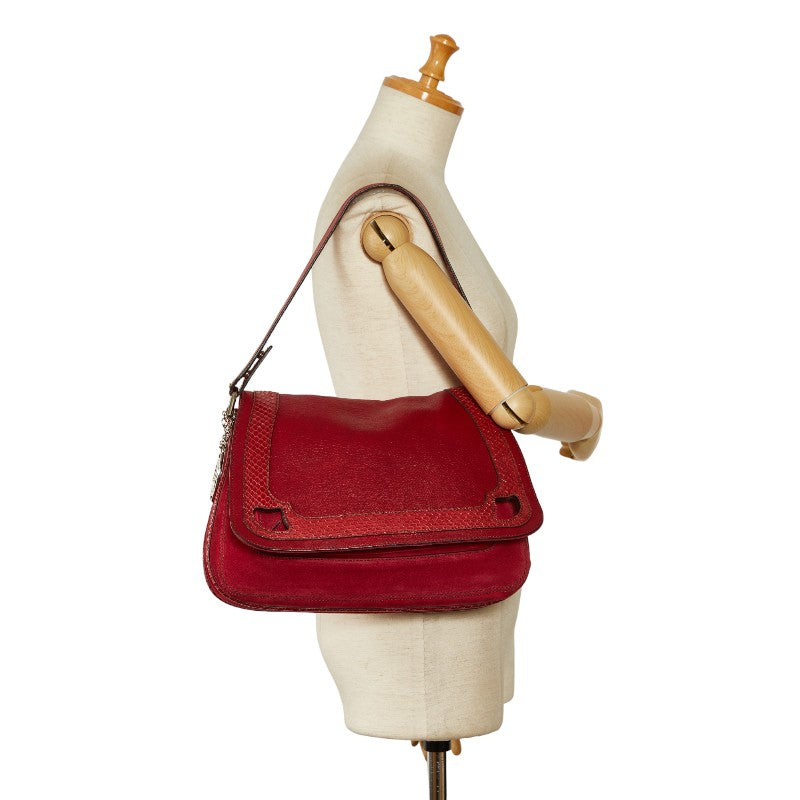 Cartier Marcello Du Cartier SM Handbag Shoulder Bag 2WAY Red Leather Swede Pieson  Cartier