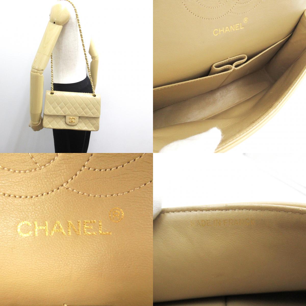 Chanel Double Flag Chain Shoulder Double Flag Chain Shoulder Shoulder Bag  Beige Shoulder Double Flag Chain Shoulder