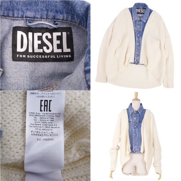 Diesell Jacket  Denim  Italian Made  XS Ivory/Indigo Blue