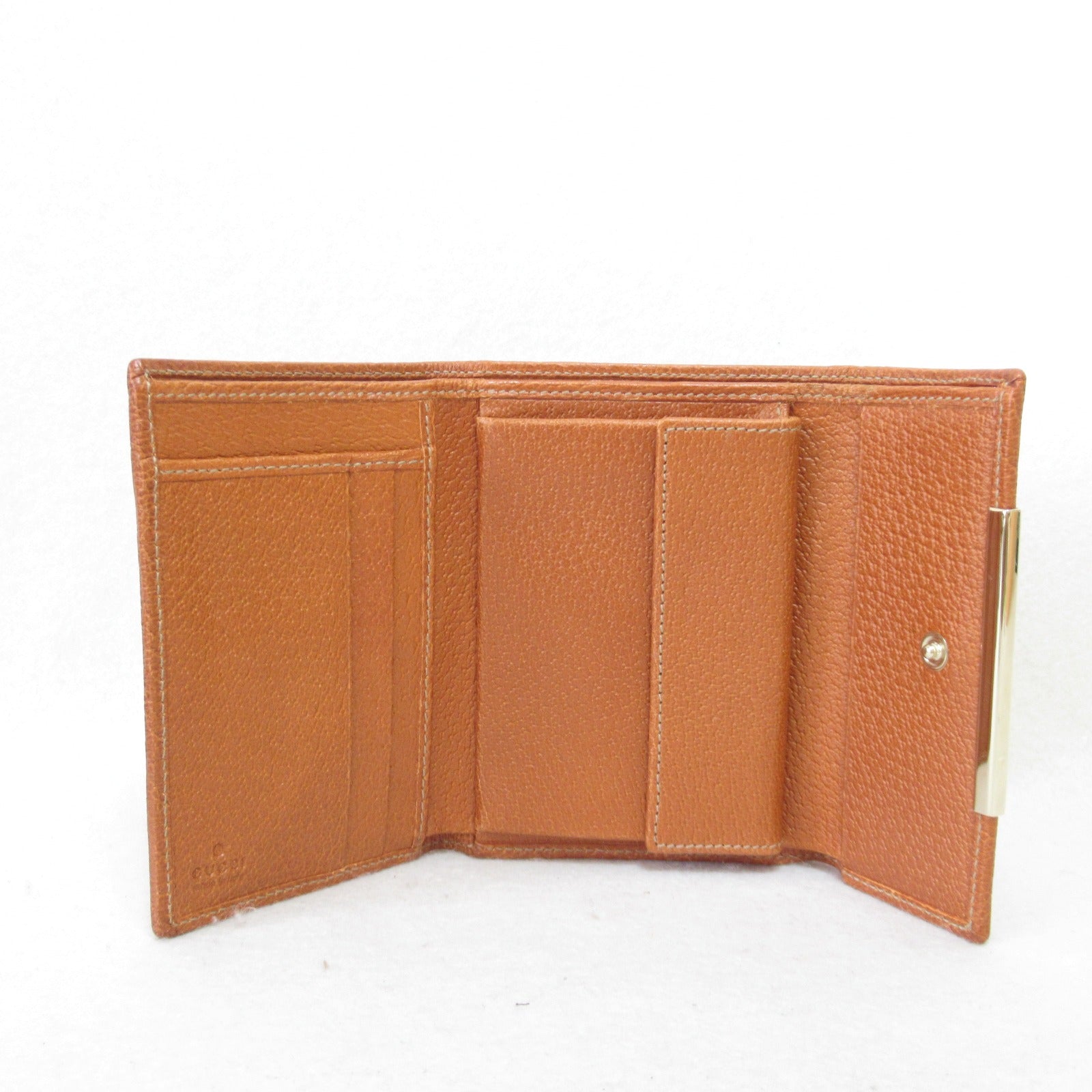 Gucci Three Fold Wallet Three Folded Wallet GG Canvas  Beige/Orange 131887