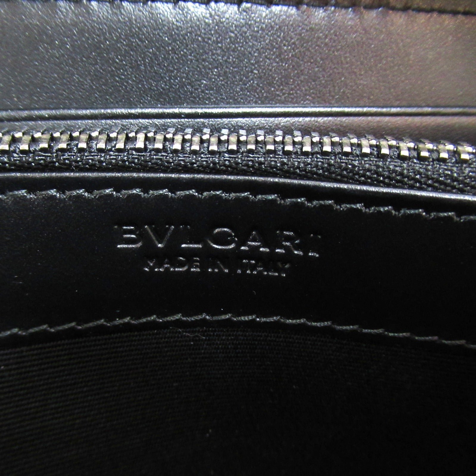 Bulgari BVLGARI Round Long Wallet Round Long Wallet  Leather  Black 282778GRAIN