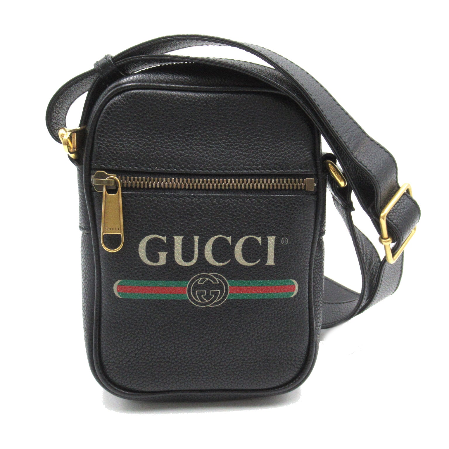 Gucci Logo Shoulder Bag Print S Line Shoulder Bag  Leather  Black  574803