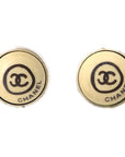 Chanel Button Pierced Earrings White 00T