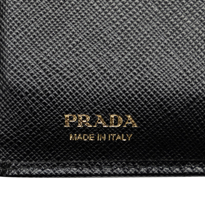 Prada Triangle Logo  Saffiano Two Fed Wallet 1ML225 Black Leather  Prada  Sapphi