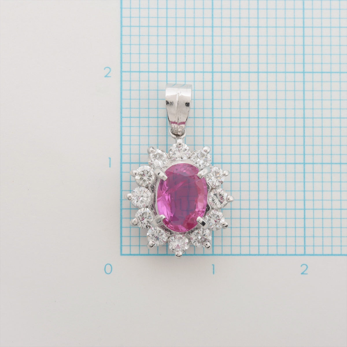 Pink sapphire diamond necklace Pt900 2.8g 112 0.55 Nonermally heated