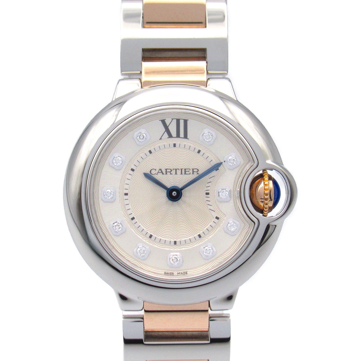 Cartier Cartier Ballon Blue SM 11P Diamond  Watch K18PG (Pink G) Stainless Steel  Silver  WE902030