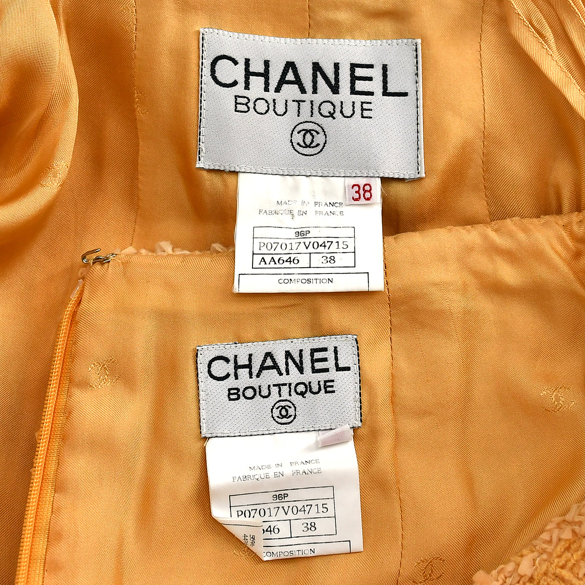 Chanel Setup Suit Jacket Skirt Orange 96P 