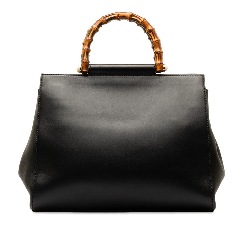 Gucci Bamboo Handbag 2WAY 453766 Black Leather  Gucci