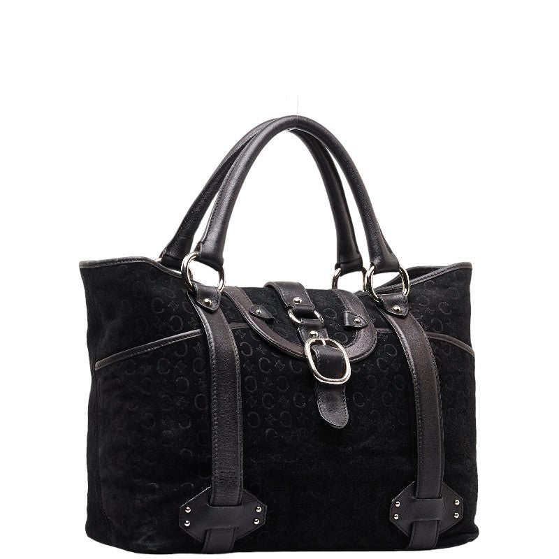 Celine C Macadam Handbag Black Canvas Leather  Celine