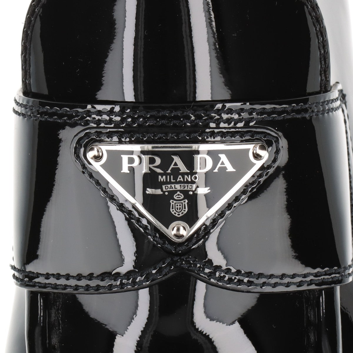 Prada Chocolate Patent Leather  37  Black Triangle Logo